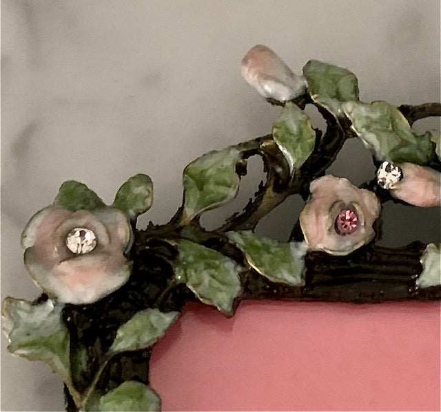 Luxe Sparkle Style Fotolijst met Bloemen en Kristallen - Roze