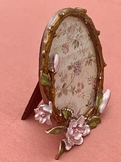 SparkleStyle Fotolijst Ovaal met Roze Bloemen - Romantisch Staand Lijstje