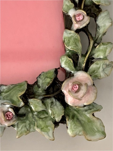 Luxe Sparkle Style Fotolijst met Bloemen en Kristallen - Roze