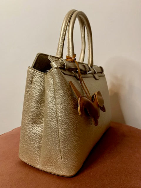 Luxe goudkleurige Sparkle handtas met hondenbedel