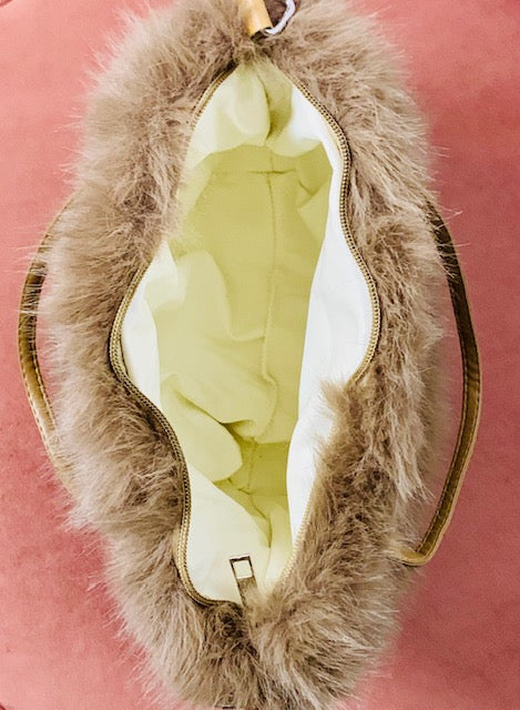 Fluffy Faux Fur Shopper - Luxe Pluche Sparkle Tas