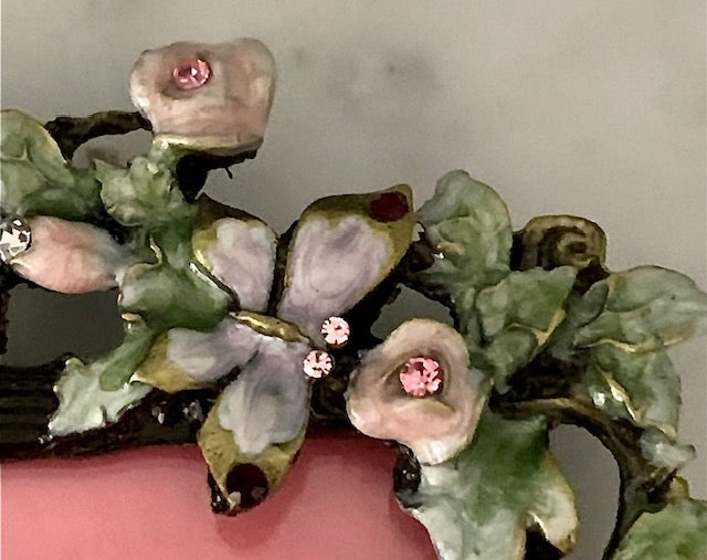 Luxe Sparkle Style Fotolijst met Bloemen en Kristallen - Roze