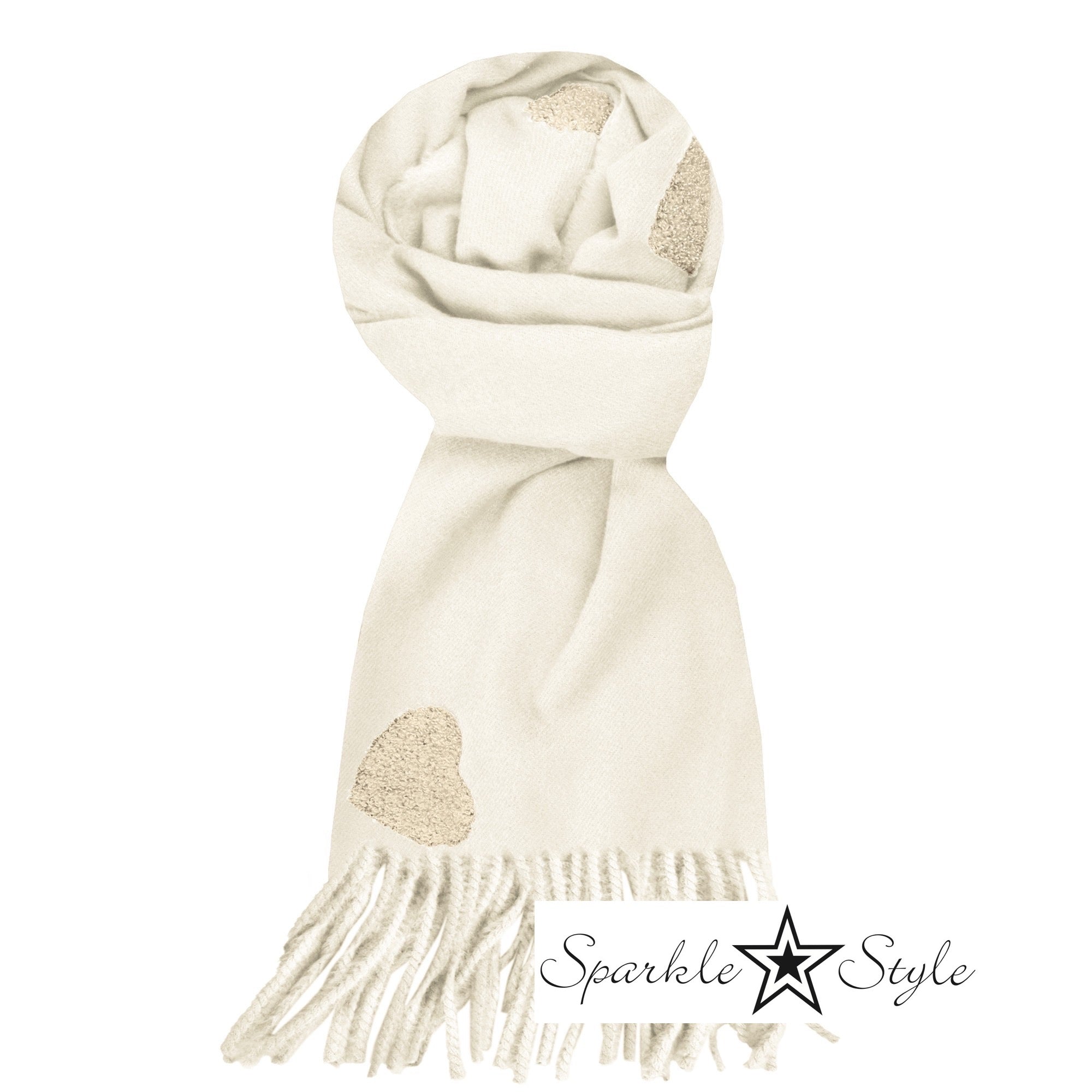 Sparkle Style Sjaal wit met gouden harten