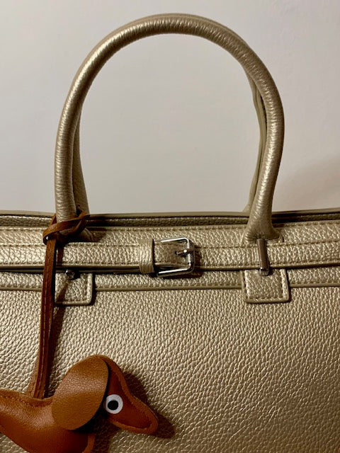 Luxe goudkleurige Sparkle handtas met hondenbedel