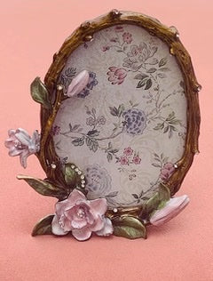 Fotolijst Ovaal met Roze Bloemen - Romantisch Staand Lijstje cadeau