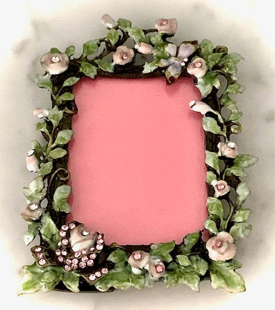 Luxe Sparkle Style Fotolijst met Bloemen en Kristallen  