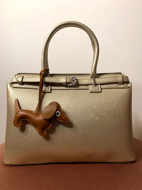 Luxe goudkleurige Sparkle Style handtas met hondenbedel