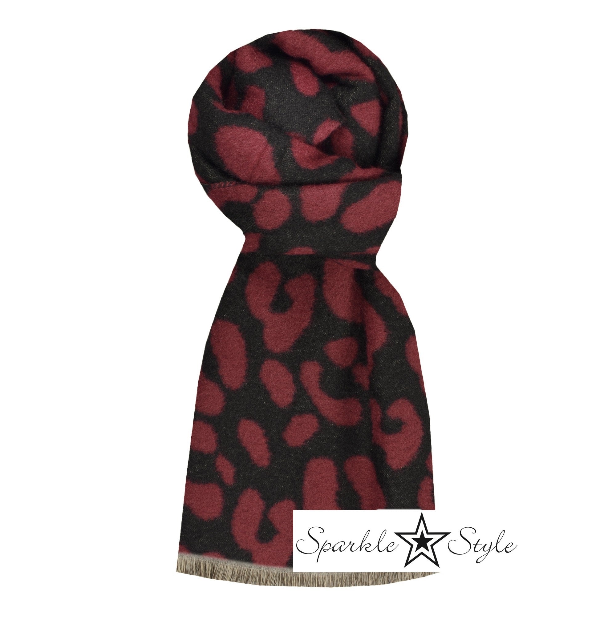 Sparkle winter Sjaal print  zwart rood